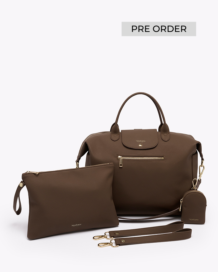 Milana Essentials Bundle | Brown Designer Baby Bag - Vegan Leather